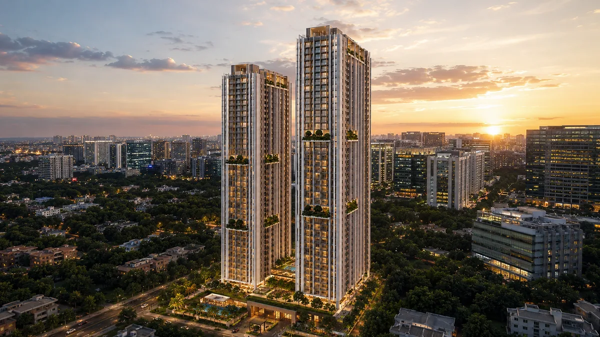 Arvind Nallurahalli aerial view of the two-tower development at Nallurahalli, Whitefield, near ITPL