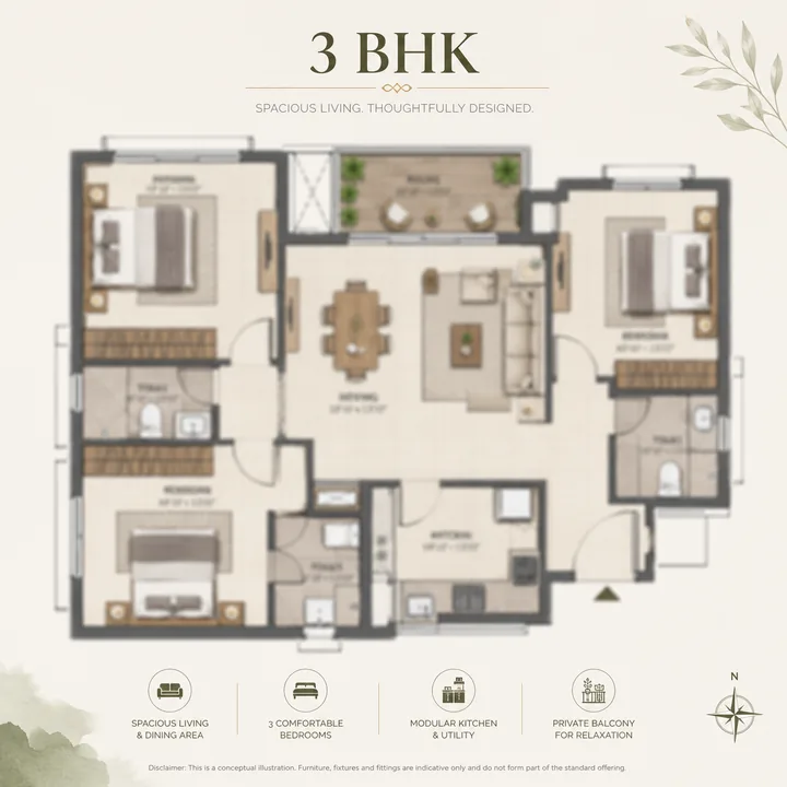 Arvind Nallurahalli 3 BHK floor plan layout Arvind Nallurahalli 3 BHK floor plan layout
